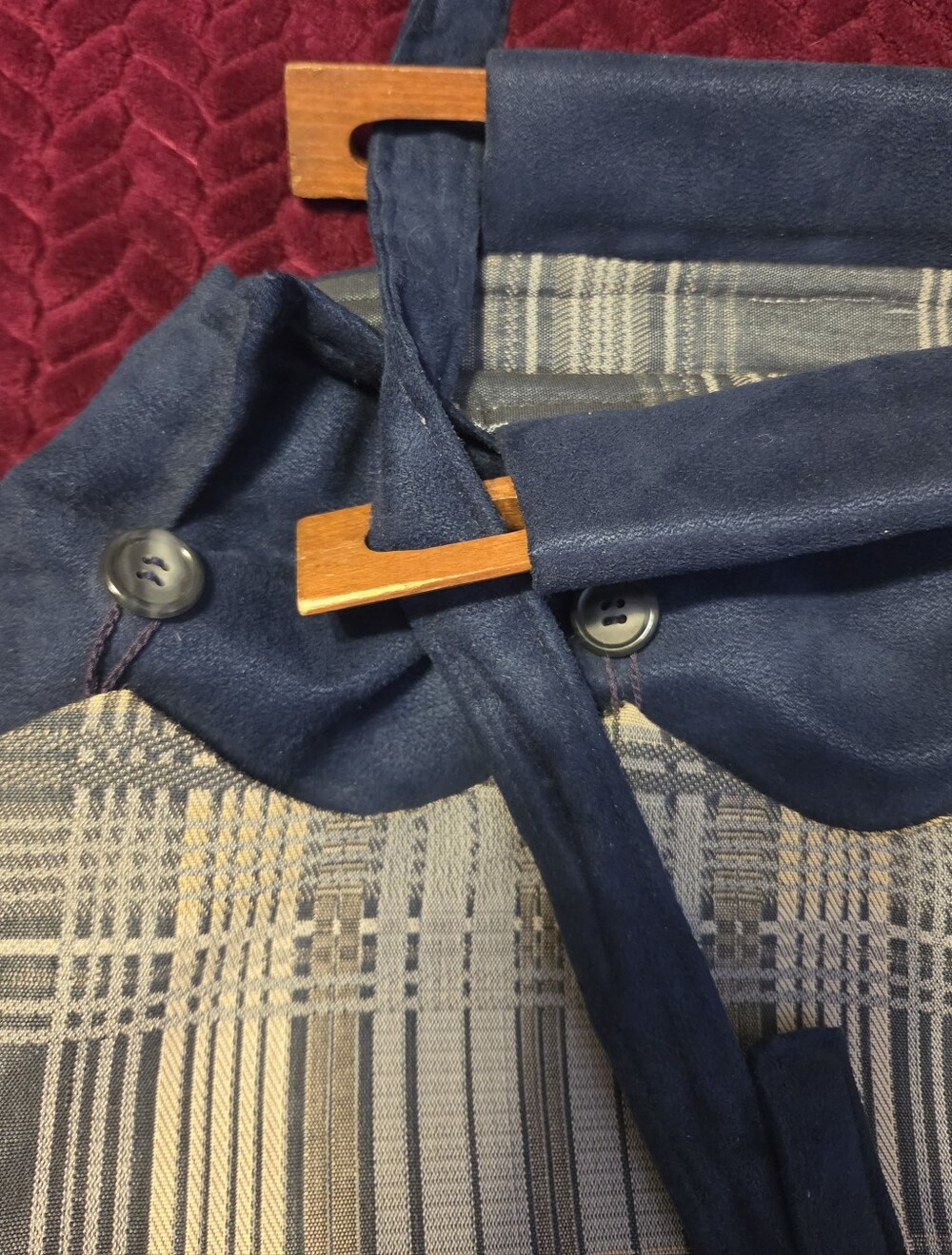 Vtg *Longaberger Navy Plaid Canvas Hand Or Shoulder Bag - Picture 9 of 9